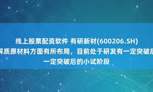 线上股票配资软件 有研新材(600206.SH)：在固态电解质原材料方面有所布局，目前处于研发有一定突破后的小试阶段