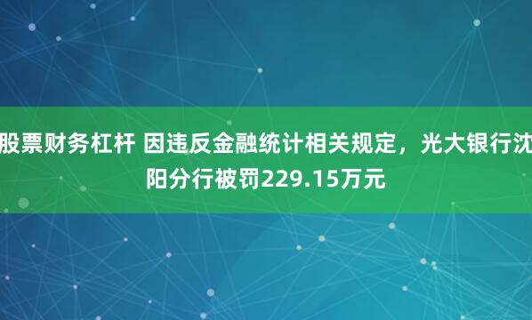 股票财务杠杆 因违反金融统计相关规定，光大银行沈阳分行被罚229.15万元
